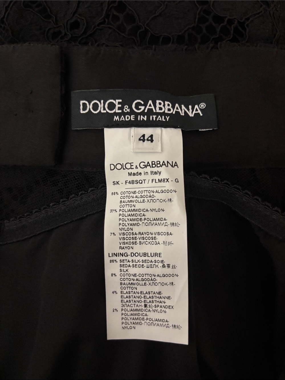 NWT Dolce & Gabanna Black Lace Midi Skirt Size 6 / EU 44 - Picture 7 of 7